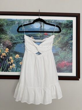 White Strapless Twist-Front Mini Dress